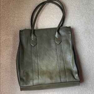 Olive hand bag. Not real leather.